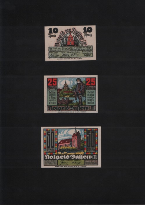 Notgeld Set 10+25+50 pf Dassow