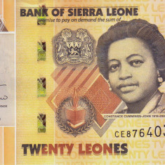 Bancnota Sierra Leone 20 Leones 2022 - PNew UNC