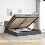 Cumpara ieftin Cadru pat otoman cu saltea țesătură gri &icirc;nchis 160x200 cm