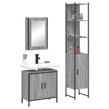 VidaXL Set mobilier de baie, 3 piese, gri sonoma, lemn prelucrat 3214803