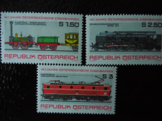 Serie timbre locomotive trenuri cai ferate Austria nestampilate foto