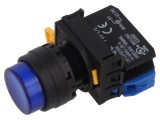 Comutator cu LED, 22mm, 1 contact de deschidere, acționat prin apăsare