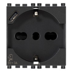Priza universala + USB tip C 2M Vimar Arke gri antracit 19210.USB