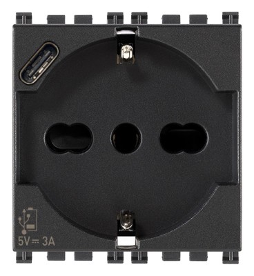 Priza universala + USB tip C 2M Vimar Arke gri antracit 19210.USB foto