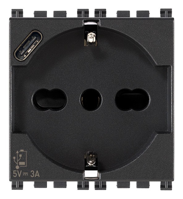 Priza universala + USB tip C 2M Vimar Arke gri antracit 19210.USB