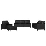 Cumpara ieftin Set de canapele cu perne, 4 piese, negru, piele ecologica