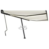 Copertină retractabilă manuală cu LED vidaXL, 400x300 cm, crem - Copertină de soare, umbrire terasă, protecție UV