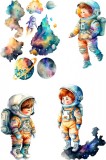 Cumpara ieftin Sticker decorativ Planete si Astronaut, Albastru, 90 cm, 8114ST-4, Oem