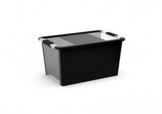 Cutie KIS Bi-Box L, 40L, negru, 35x55x28 cm, cu capac foto