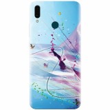 Husa silicon pentru Huawei Y9 2019, Artistic Paint Splash Purple Butterflies