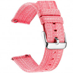 Curea material textil, compatibila cu Huawei Watch GT, Telescoape QR, 22mm, Flamingo Pink foto