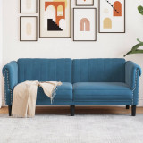 Canapea cu 2 locuri, albastru, catifea GartenMobel Dekor, vidaXL
