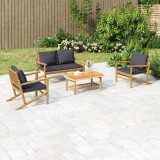 VidaXL Set mobilier de grădină cu perne gri &icirc;nchis, 4 piese, bambus 3156470