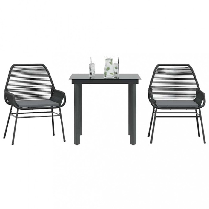vidaXL Set de sufragerie de grădină 3 piese neagră 3334562