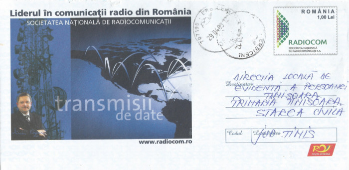 Romania, Societatea Nationala de Radiocomunicatii, intreg postal circulat, 2009