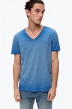 Cumpara ieftin Tricou barbati din amestec de bumbac cu viscoza croiala Regular fit si decolteu in v albastru, 2XL
