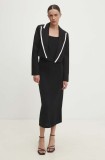 Answear Lab sacou culoarea negru, desfacut, neted