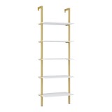 Raft de perete Harris, cu schelet metalic auriu, alb, 60x22x200 cm