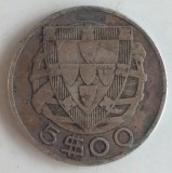 Moneda Portugalia - 5 Escudos 1933 - Argint, Europa
