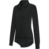 Bluză de corp pentru femei cu nasturi și m&acirc;neci lungi, cămașă simplă pentru birou, casual, neagră