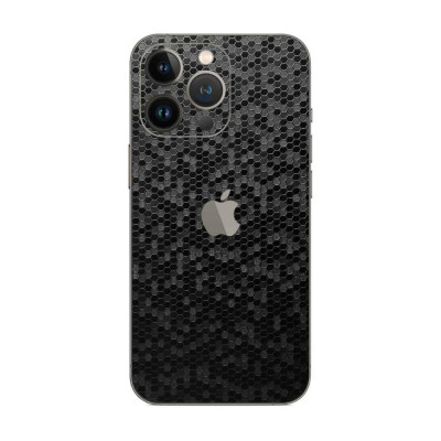 Set Folii Skin Acoperire 360 Compatibile cu Apple iPhone 15 Pro Max - ApcGsm Wraps HoneyComb Black foto