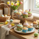 Set 100 bucati hartie briosa cu tematica de Paste (25 x 4 culori) - 7 x 5 x 3.2 cm