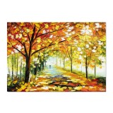 Tablou peisaj pictat manual, Armonia naturii, calmitate, 70x50cm ulei pe panza, superb