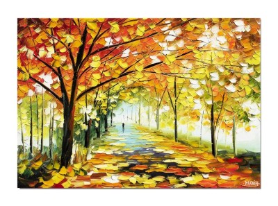 Tablou peisaj pictat manual, Armonia naturii, calmitate, 70x50cm ulei pe panza, superb foto