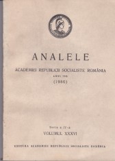 AS - ANALELE ACADEMIEI REPUBLICII SOCIALISTE ROMANIA, ANUL 1986