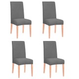 Set 4 huse universale pentru scaun, marime universala, poliester si spandex, 45 cm x 60 cm, gri Household NewTrend