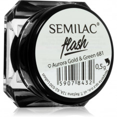 Semilac Flash pudra cu particule stralucitoare pentru unghii culoare Aurora Gold & Green 681 0,2 g