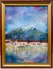 Tablou Peisaj Mediteranean pictura &icirc;n ulei pe placaj &icirc;nrămat 35x45cm, Peisaje, Realism