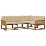 vidaXL Set de canapele de exterior cu pernă 4 pcs Natural și Bej 3381397