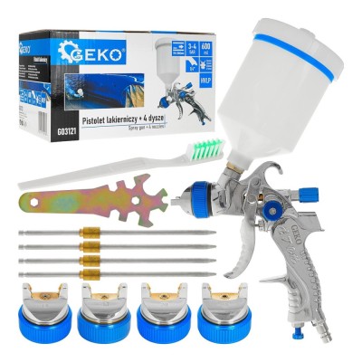 Pistol de vopsit HVLP cu 4 duze, 1.4 / 1.7 / 2.0 / 2.5, Geko G03121 foto