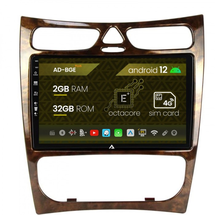Navigatie Mercedes Benz CLK W209 (2000-2005), Android 12, E-Octacore 2GB RAM + 32GB ROM, 9 Inch - AD-BGE9002+AD-BGRKIT416V4