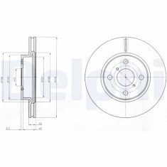 Set discuri frana fata DELPHI, Toyota Yaris P9/P13, 2005-, Fata; Tara productie vehicul : Franta; puntea fata