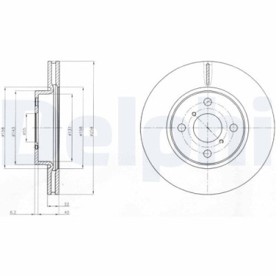 Set discuri frana fata DELPHI, Toyota Yaris P9/P13, 2005-, Fata; Tara productie vehicul : Franta; puntea fata foto