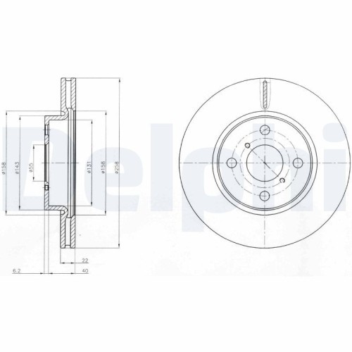 Set discuri frana fata DELPHI, Toyota Yaris P9/P13, 2005-, Fata; Tara productie vehicul : Franta; puntea fata