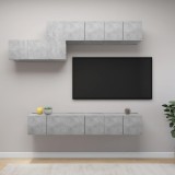 VidaXL Set de dulapuri TV, 7 piese, gri beton, lemn prelucrat