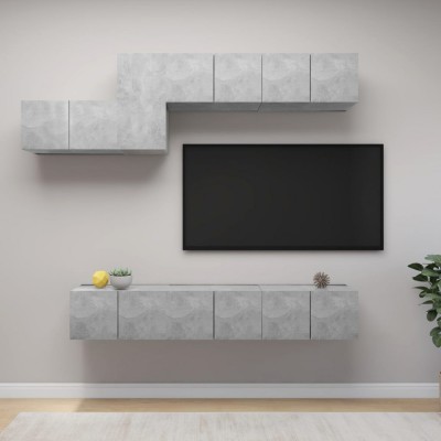 vidaXL Set dulap TV, 7 piese, gri beton, PAL foto