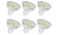 Set 6 becuri LED GU5.3 (MR16) SCNNC, 12V, 5W echivalent cu 50W, alb rece 6000K, 500LM - RESIGILAT