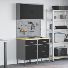 vidaXL Set de banc de lucru 5 piese din oțel negru