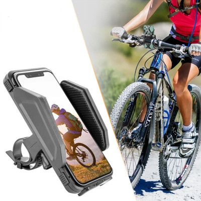 Suport telefon pentru bicicleta, reglabil latime 59-98 mm, fixare ghidon, negru MultiMark GlobalProd foto