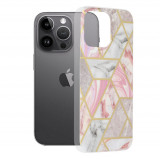Cumpara ieftin Husa pentru iPhone 14 Pro Max, Techsuit Marble Series, Pink Hex