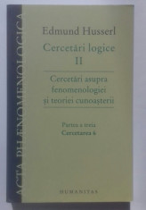 Cercetari logice II, partea a treia, Edmund Husserl foto