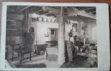 Carte postala, interior din Castelul Bran, perioada interbelica
