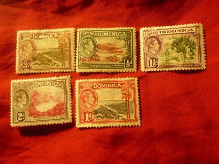 Serie mica Dominica 1938 Rege George VI , 5 val. sarniera