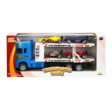 Cumpara ieftin Transportator albastru cu 2 niveluri si 4 masini, Maxx Wheels, 1:32, 32 cm