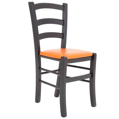 Scaun Paesana - cadru wenge - imitatie piele portocaliu - 21895 foto