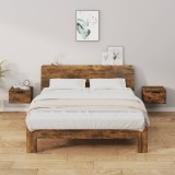 Set 2 Noptiere Perete Stejar Fumuriu 34x30x20 cm Suspendate Lemn Raft Dormitor